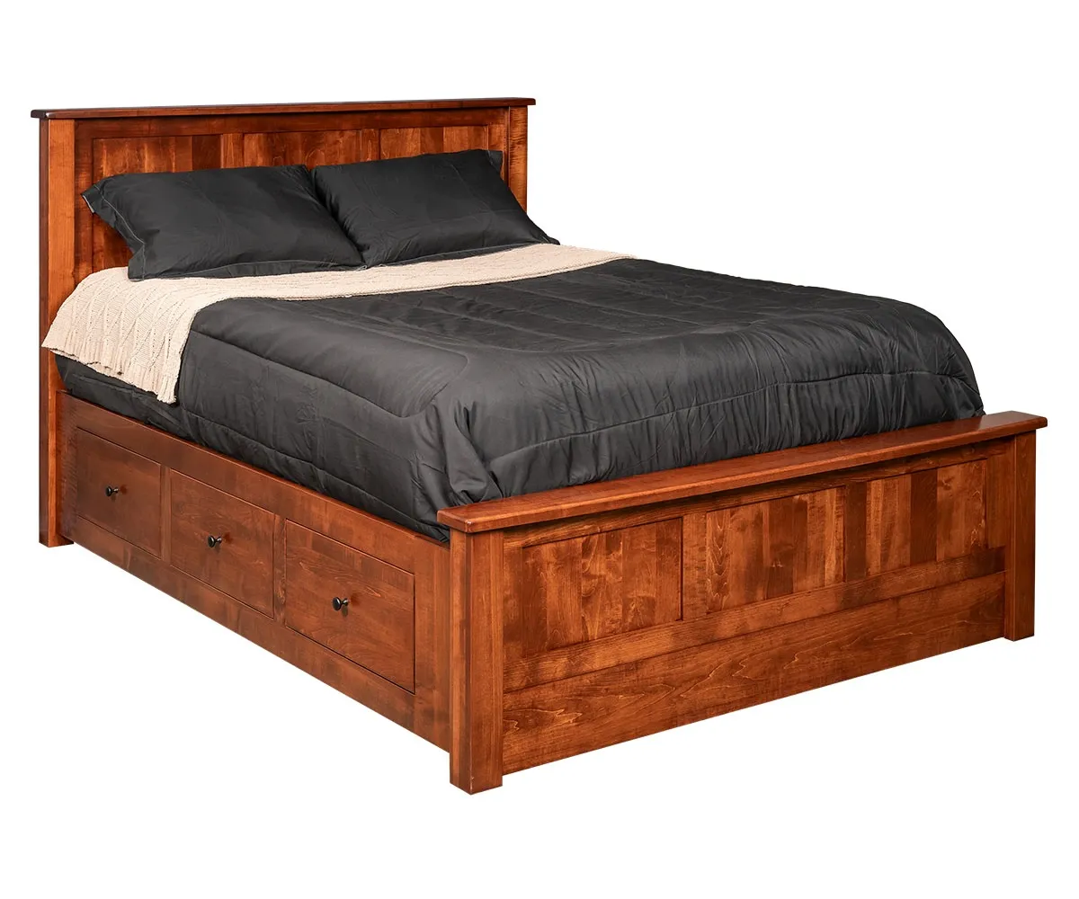 Shaker Panel Bed With Storage Rails
